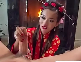 Barely legal chinese teen hostess alina li handles the cock