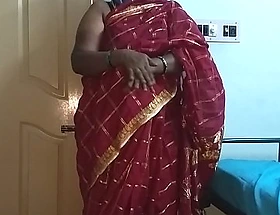 Desi indian tamil telugu kannada malayalam hindi horny white women vanitha crippling cherry red colour saree showing broad in the beam boobs and shaved pussy rattle hard boobs rattle nip rubbing pussy masturbation
