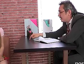 Sensual college girl receives teased and penetrated by elderly mentor