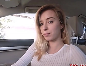 Hot blonde teen stepsister fucked away from fellow-creature in his passenger car