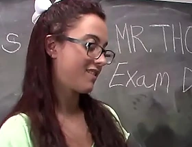 Innocent spex teen stroking teacher
