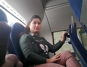 Exhibitionist seduces Milf more Drag inflate & Clear off his Dick in Bus