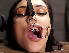 Bound leaning resulting fucked with dildo
