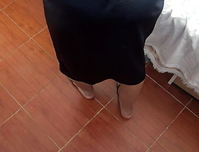 derisory stepson begged me to piss from my hairy pussy to make him cum
