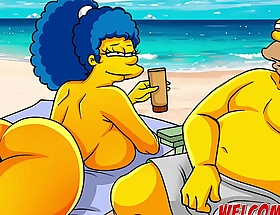 Burying it deep in the sand! Cheating on her skimp on the beach! Simpsons comics