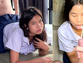 Thai student skips class thither fuck