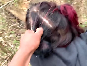 Emo slattern gets fucked on tree stump in public