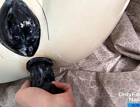 Rubber Pussy and Anal Holes Filled